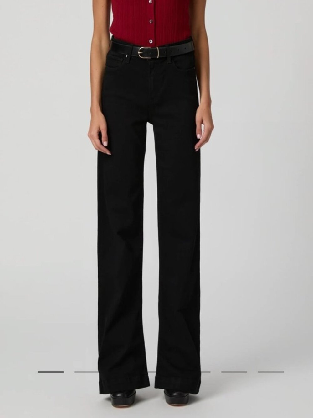 PAIGE Leenah Slim Wide Leg Jeans Black Size 25 NWT